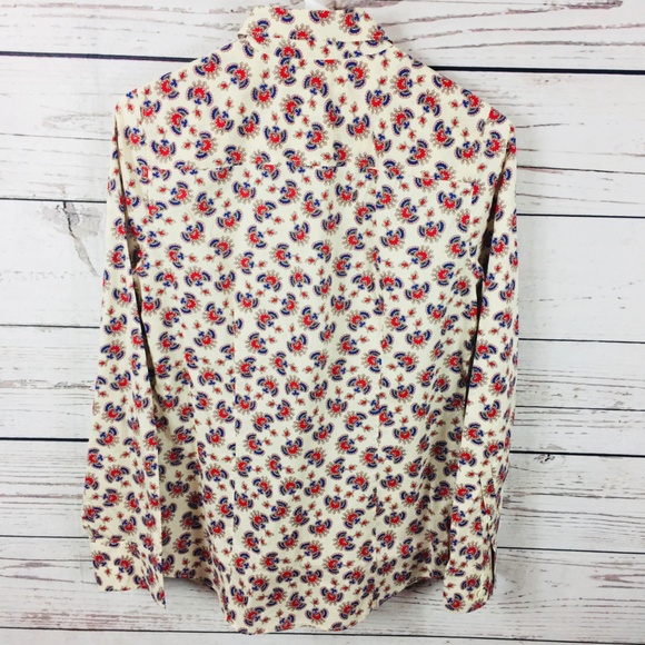 Vintage J Crew The Perfect Shirt in Papaya Paisley - Picture 6 of 8